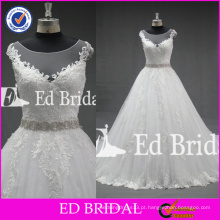 ED Bridal Design mais novo Hot Sale requintado Beaded Lace Appliqued Ball Gown Vestidos de casamento Lvory 2017